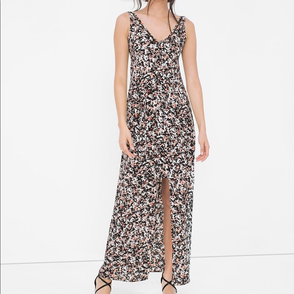 White House Black Market V-Neck Floral Print Maxi Dress